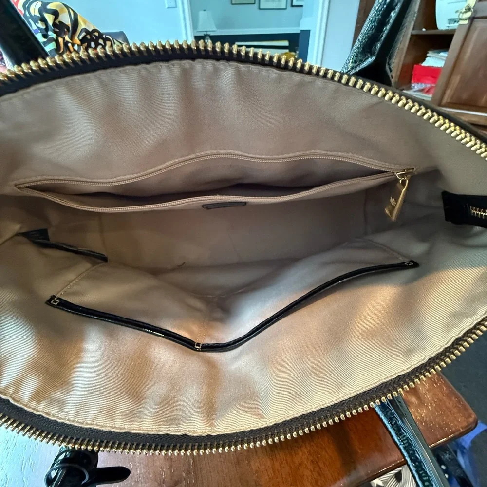 Lauren Ralph Lauren Black Patent Leather Satchel with Gold Hardware